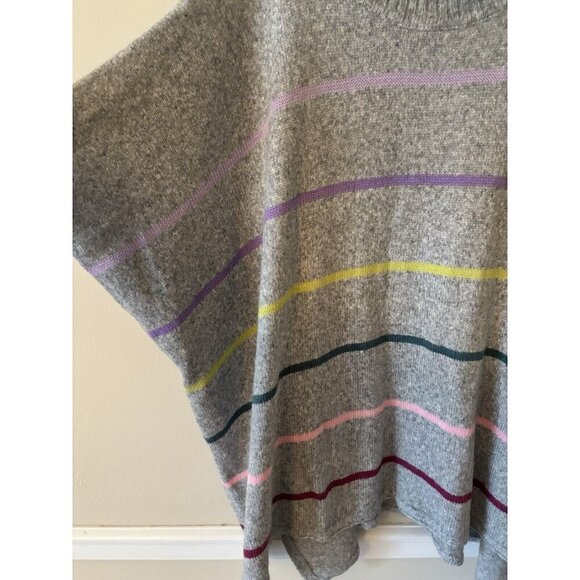 LOFT Womens Size XS/S Wool Blend Sweater Poncho Gray Multicolor Stripes - Picture 4 of 6